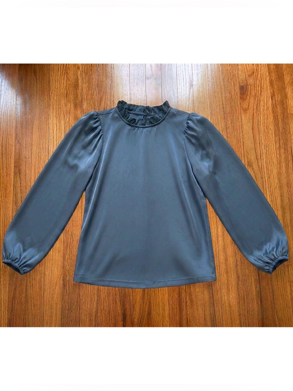 NWT Ann Taylor Teal Ruffle Neck Blouse S